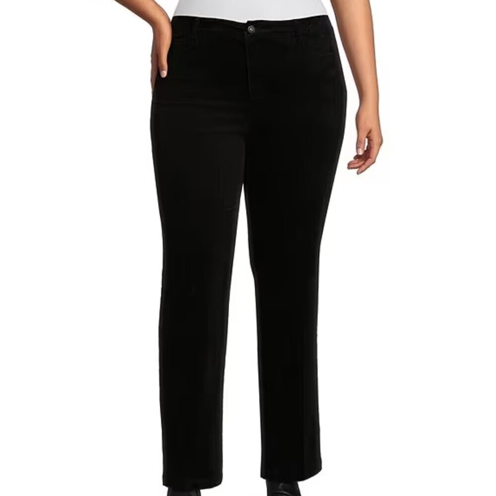 John Mark Velour Pants Women's Plus Size 22W Black Straight Leg Capsule